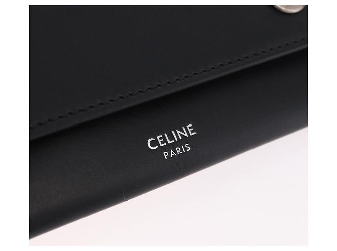 Céline Portafoglio con catena CELINE in pelle nera argento 186133M Nero - vista 17