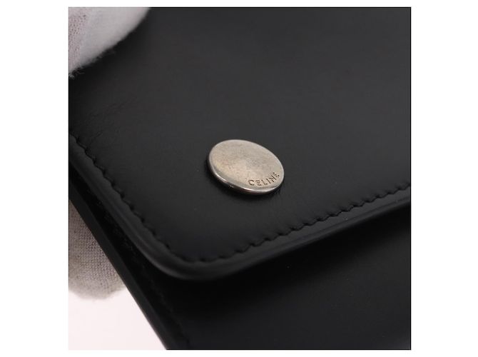 Céline Portafoglio con catena CELINE in pelle nera argento 186133M Nero - vista 18