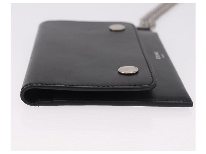 Céline Portafoglio con catena CELINE in pelle nera argento 186133M Nero - vista 3