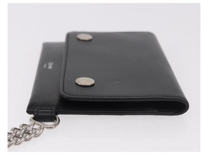 Céline Portafoglio con catena CELINE in pelle nera argento 186133M Nero - vista 4