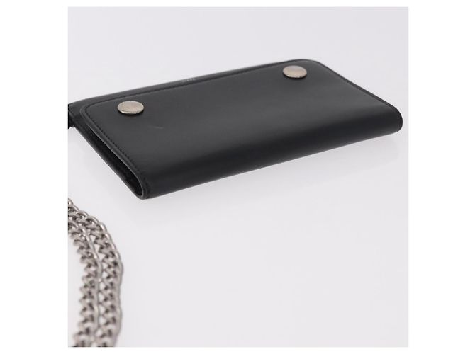 Céline Portafoglio con catena CELINE in pelle nera argento 186133M Nero - vista 5