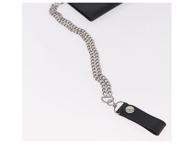 Céline Portafoglio con catena CELINE in pelle nera argento 186133M Nero - vista 6