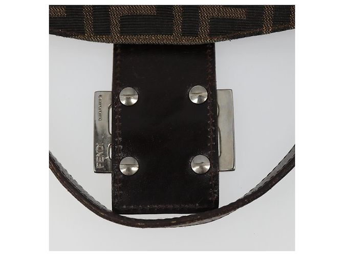 FENDI Zucca Canvas Mamma Baguette Shoulder Bag Black Brown Auth 186886V Marrone Nero - vista 10