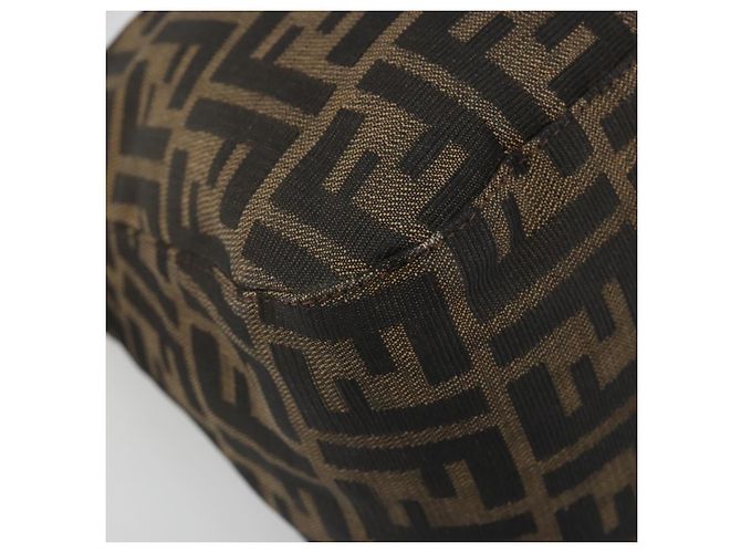 FENDI Zucca Canvas Mamma Baguette Shoulder Bag Black Brown Auth 186886V Marrone Nero - vista 14