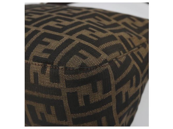 FENDI Zucca Canvas Mamma Baguette Shoulder Bag Black Brown Auth 186886V Marrone Nero - vista 15
