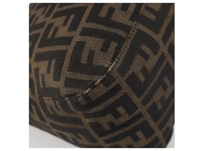 FENDI Zucca Canvas Mamma Baguette Shoulder Bag Black Brown Auth 186886V Marrone Nero - vista 16