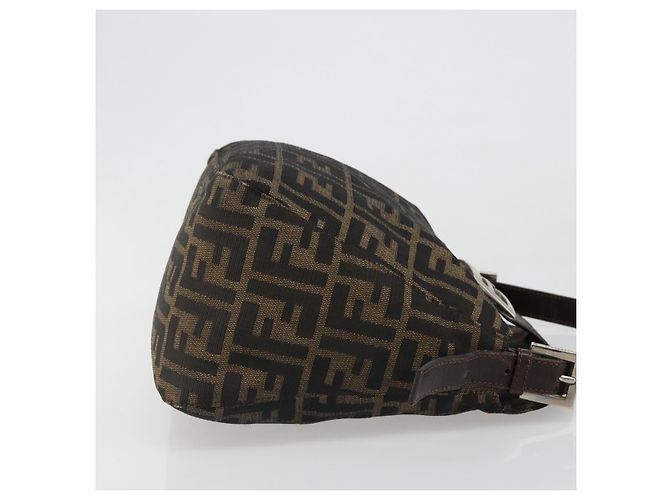 FENDI Zucca Canvas Mamma Baguette Shoulder Bag Black Brown Auth 186886V Marrone Nero - vista 3
