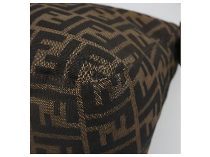 FENDI Zucca Canvas Mamma Baguette Shoulder Bag Black Brown Auth 186886V Marrone Nero - vista 9