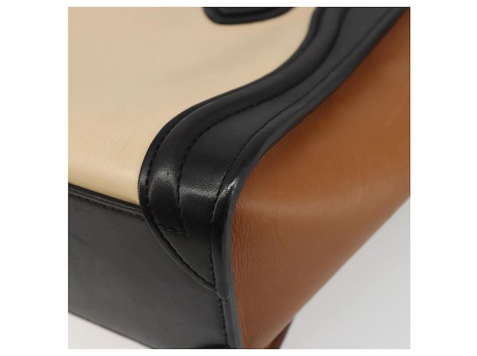 Céline Borsa CELINE Luggage Nano Micro Mini in Pelle 2way Beige Gold Auth ka4812V D'oro - vista 18