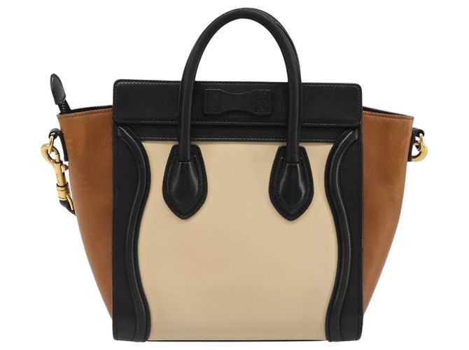 Céline Borsa CELINE Luggage Nano Micro Mini in Pelle 2way Beige Gold Auth ka4812V D'oro - vista 2