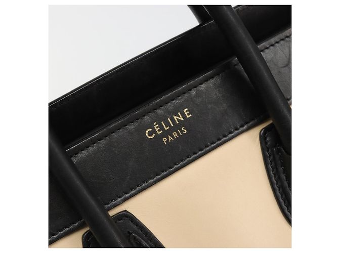 Céline Borsa CELINE Luggage Nano Micro Mini in Pelle 2way Beige Gold Auth ka4812V D'oro - vista 20