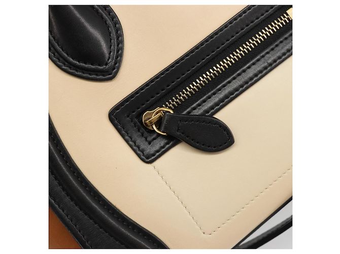 Céline Borsa CELINE Luggage Nano Micro Mini in Pelle 2way Beige Gold Auth ka4812V D'oro - vista 21