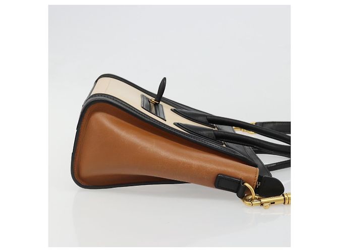 Céline Borsa CELINE Luggage Nano Micro Mini in Pelle 2way Beige Gold Auth ka4812V D'oro - vista 3