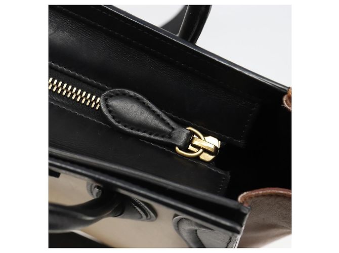 Céline Borsa CELINE Luggage Nano Micro Mini in Pelle 2way Beige Gold Auth ka4812V D'oro - vista 9