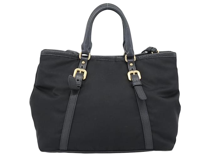 Borsa PRADA Nylon 2way Nera Oro Auth 187512V Nero D'oro - vista 2