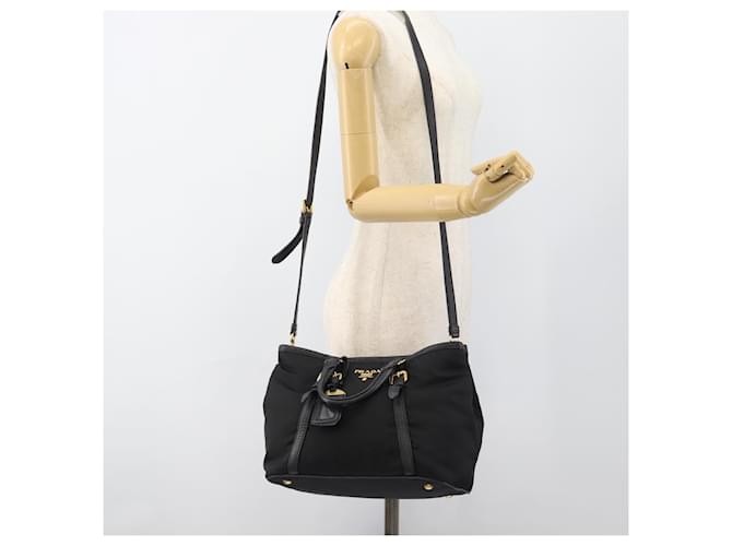 Borsa PRADA Nylon 2way Nera Oro Auth 187512V Nero D'oro - vista 23