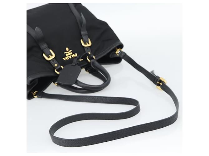 Borsa PRADA Nylon 2way Nera Oro Auth 187512V Nero D'oro - vista 9