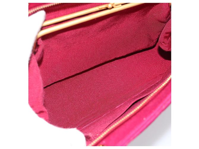 CHANEL Matelasse Chain Shoulder Bag Cotton Jersey Wine Red Gold CC Auth 185539 D'oro Bordò - vista 11