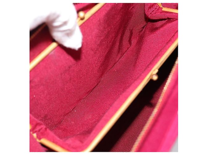 CHANEL Matelasse Chain Shoulder Bag Cotton Jersey Wine Red Gold CC Auth 185539 D'oro Bordò - vista 23