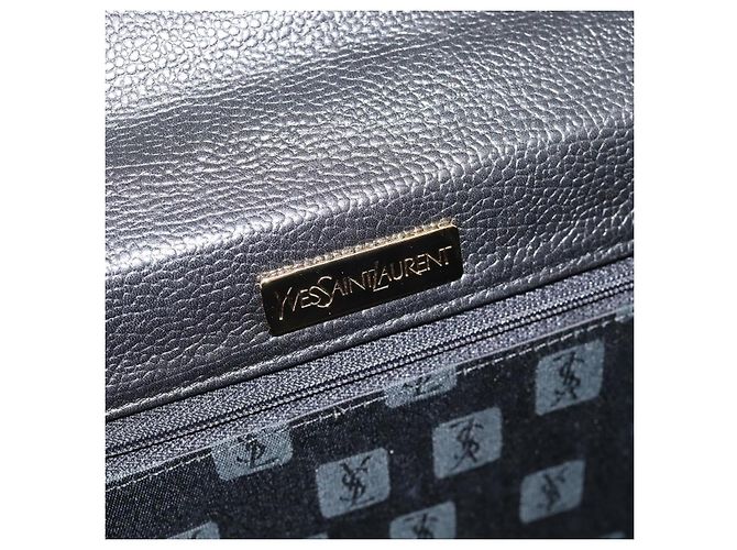 SAINT LAURENT Borsa in pelle nera oro Auth 186323A Nero D'oro - vista 10