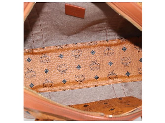 Bolsa Tote MCM Vicetos Logogram PVC Leather Brown Gold Auth SW2381A Marrom Dourado - vista 11