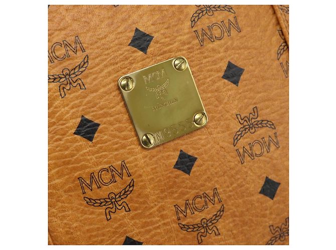 Bolsa Tote MCM Vicetos Logogram PVC Leather Brown Gold Auth SW2381A Marrom Dourado - vista 12
