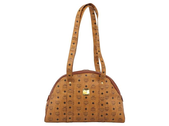 Bolsa Tote MCM Vicetos Logogram PVC Leather Brown Gold Auth SW2381A Marrom Dourado - vista 13