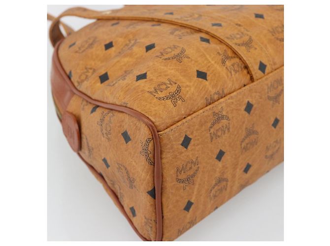 Bolsa Tote MCM Vicetos Logogram PVC Leather Brown Gold Auth SW2381A Marrom Dourado - vista 16