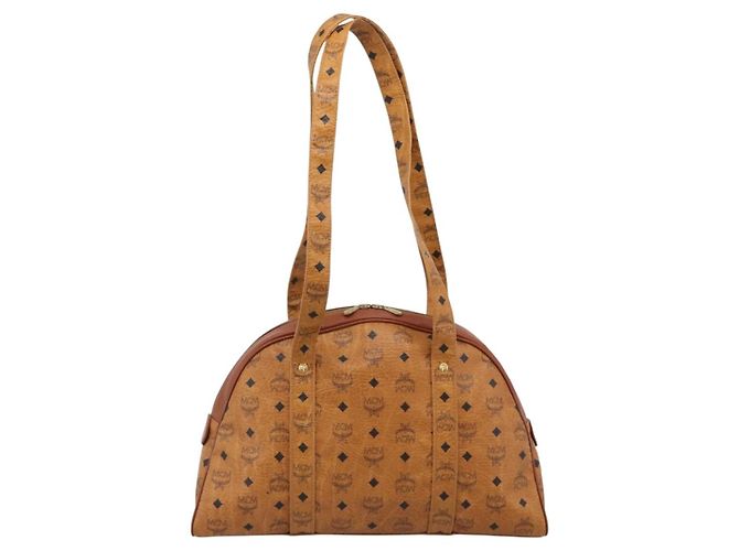 Bolsa Tote MCM Vicetos Logogram PVC Leather Brown Gold Auth SW2381A Marrom Dourado - vista 2