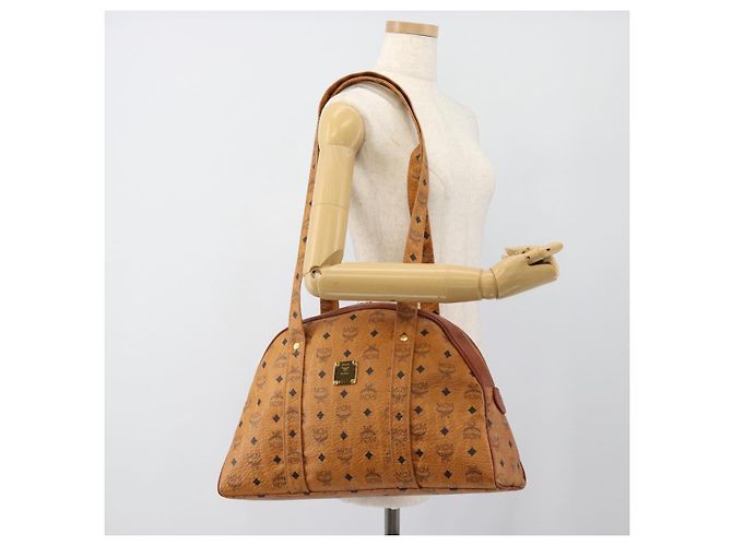 Bolsa Tote MCM Vicetos Logogram PVC Leather Brown Gold Auth SW2381A Marrom Dourado - vista 21