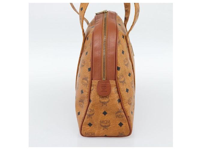 Bolsa Tote MCM Vicetos Logogram PVC Leather Brown Gold Auth SW2381A Marrom Dourado - vista 3
