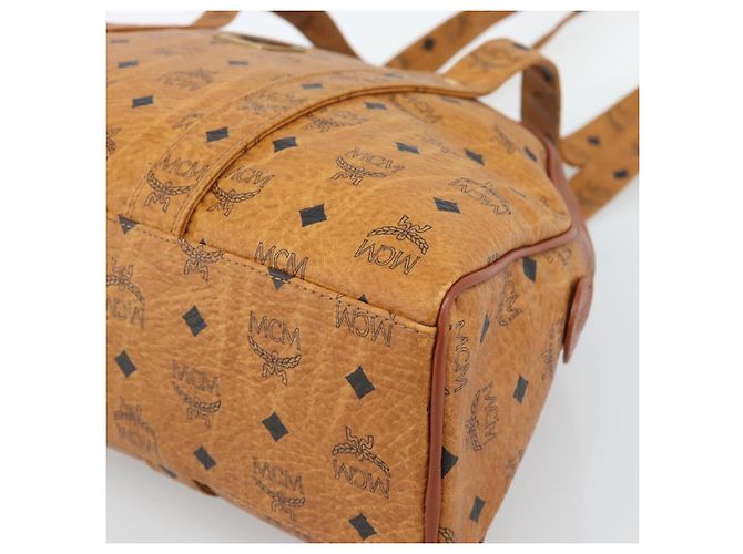 Bolsa Tote MCM Vicetos Logogram PVC Leather Brown Gold Auth SW2381A Marrom Dourado - vista 9