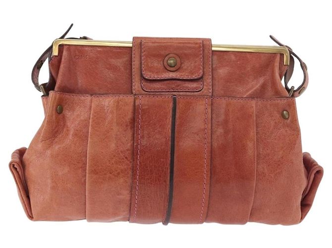 Chloé Borsa a Spalla Chloe in Pelle Rosa Oro Autentica 187369 D'oro - vista 13