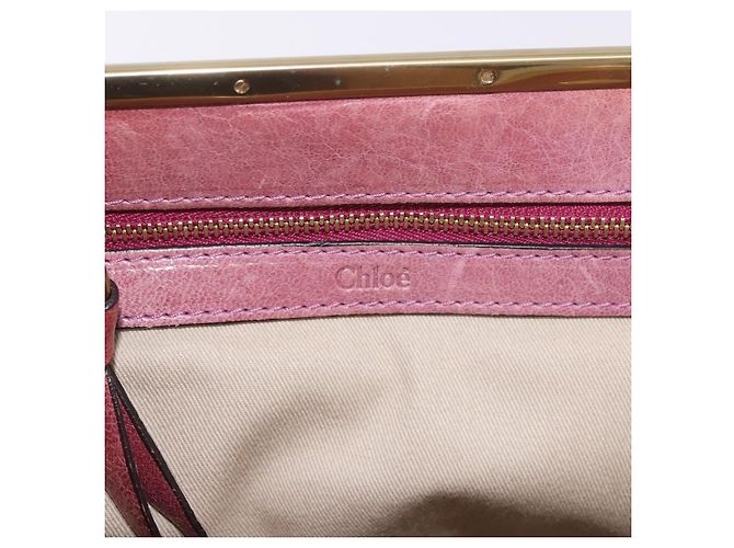 Chloé Borsa a Spalla Chloe in Pelle Rosa Oro Autentica 187369 D'oro - vista 18