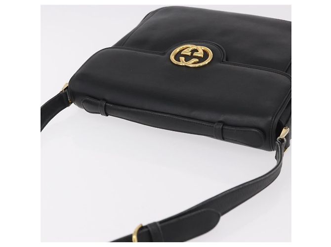 Borsa a Spalla GUCCI in Pelle 2way Nero Oro Auth 187188 D'oro - vista 6