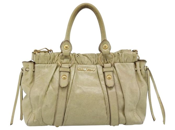 Borsa Miu Miu Matelasse in pelle 2way Beige Gold Auth 187578V D'oro - vista 13