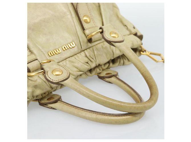 Borsa Miu Miu Matelasse in pelle 2way Beige Gold Auth 187578V D'oro - vista 14