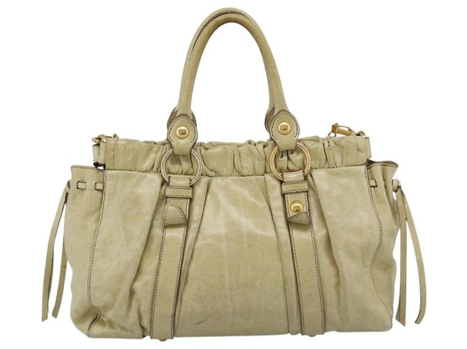 Borsa Miu Miu Matelasse in pelle 2way Beige Gold Auth 187578V D'oro - vista 2