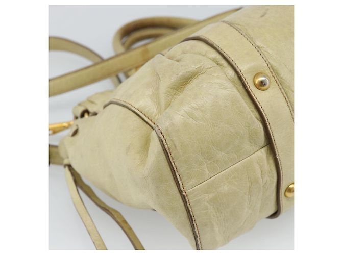 Borsa Miu Miu Matelasse in pelle 2way Beige Gold Auth 187578V D'oro - vista 20