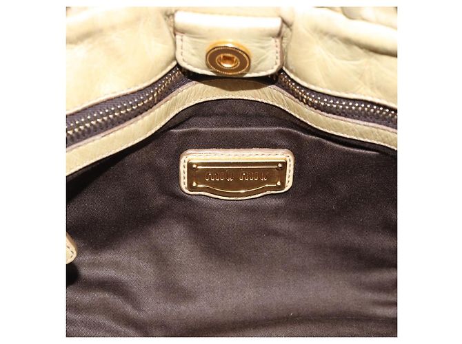Borsa Miu Miu Matelasse in pelle 2way Beige Gold Auth 187578V D'oro - vista 21