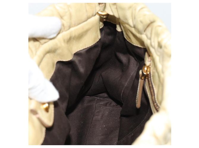 Borsa Miu Miu Matelasse in pelle 2way Beige Gold Auth 187578V D'oro - vista 23