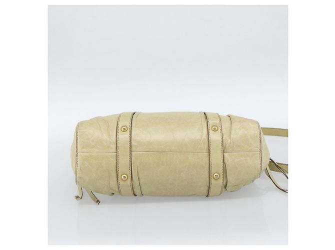 Borsa Miu Miu Matelasse in pelle 2way Beige Gold Auth 187578V D'oro - vista 5