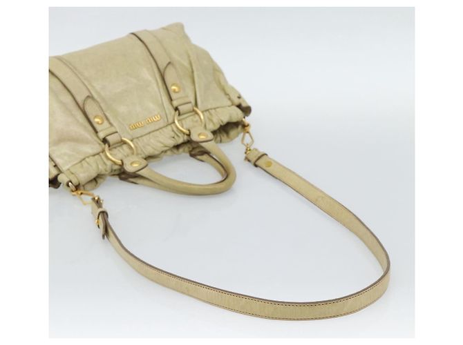 Borsa Miu Miu Matelasse in pelle 2way Beige Gold Auth 187578V D'oro - vista 9