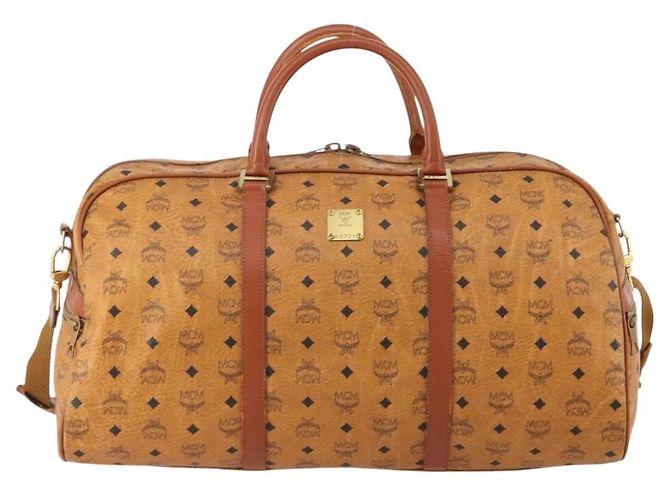 MCM Vicetos Logogram Boston Bag PVC Leather 2way Brown Gold Auth 183972 Marrone D'oro - vista 13