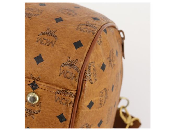 MCM Vicetos Logogram Boston Bag PVC Leather 2way Brown Gold Auth 183972 Marrone D'oro - vista 15