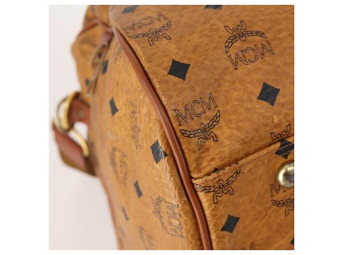 MCM Vicetos Logogram Boston Bag PVC Leather 2way Brown Gold Auth 183972 Marrone D'oro - vista 16