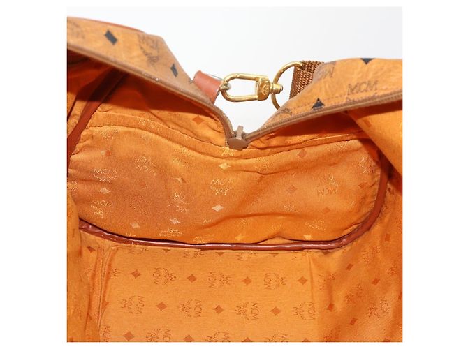 MCM Vicetos Logogram Boston Bag PVC Leather 2way Brown Gold Auth 183972 Marrone D'oro - vista 20