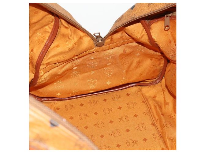 MCM Vicetos Logogram Boston Bag PVC Leather 2way Brown Gold Auth 183972 Marrone D'oro - vista 21