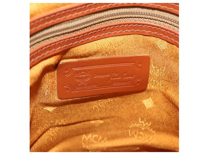 MCM Vicetos Logogram Boston Bag PVC Leather 2way Brown Gold Auth 183972 Marrone D'oro - vista 22