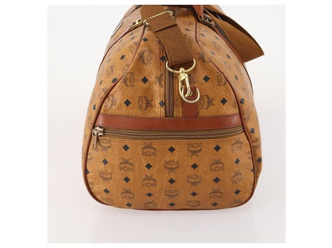 MCM Vicetos Logogram Boston Bag PVC Leather 2way Brown Gold Auth 183972 Marrone D'oro - vista 3